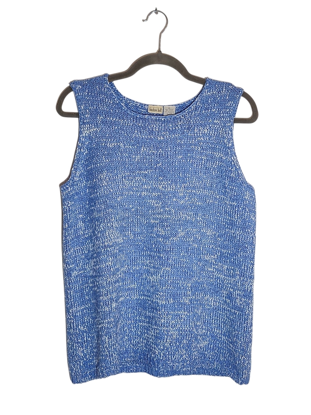 Linden Hill Blue & White Marled Knit Sweater Tank Top Size XL
